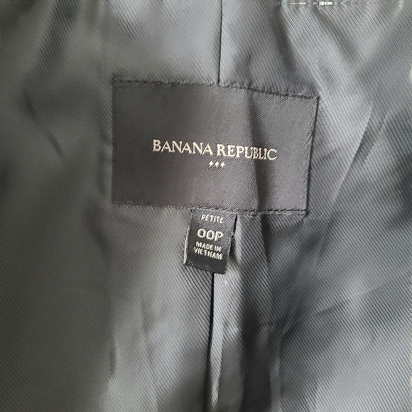 Banana Republic Black Print Flat Collar Blazer Size 00 Petite - Picture 8 of 9